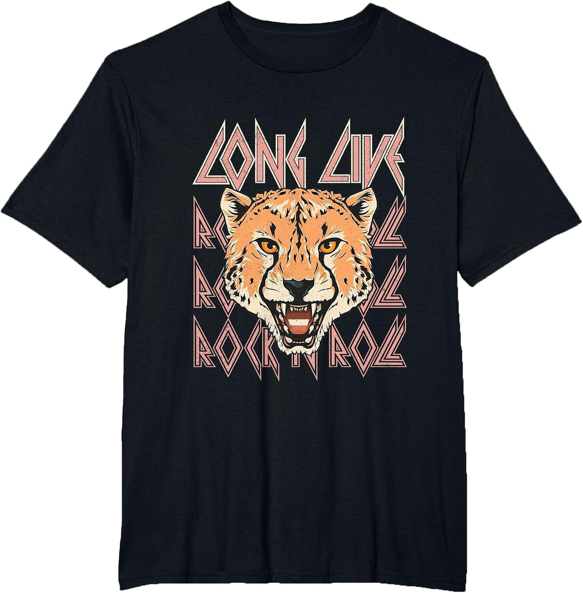 Summer Women's Fashion Long Live Rock and Roll Graphic T-Shirt - Black
