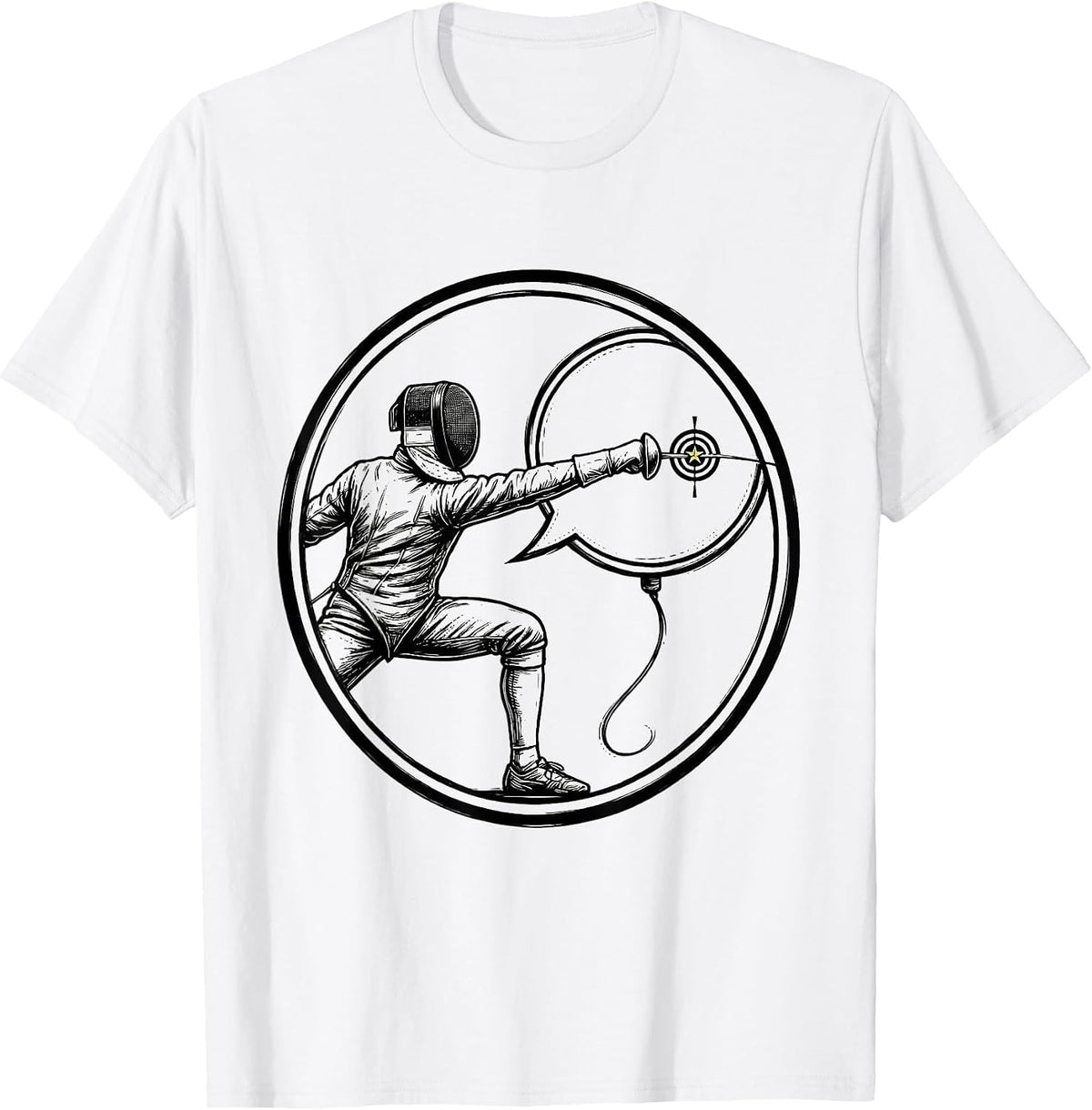 Men's Circular Fencer Badge Humor Fencing Sport Fan Gift T-Shirt - White