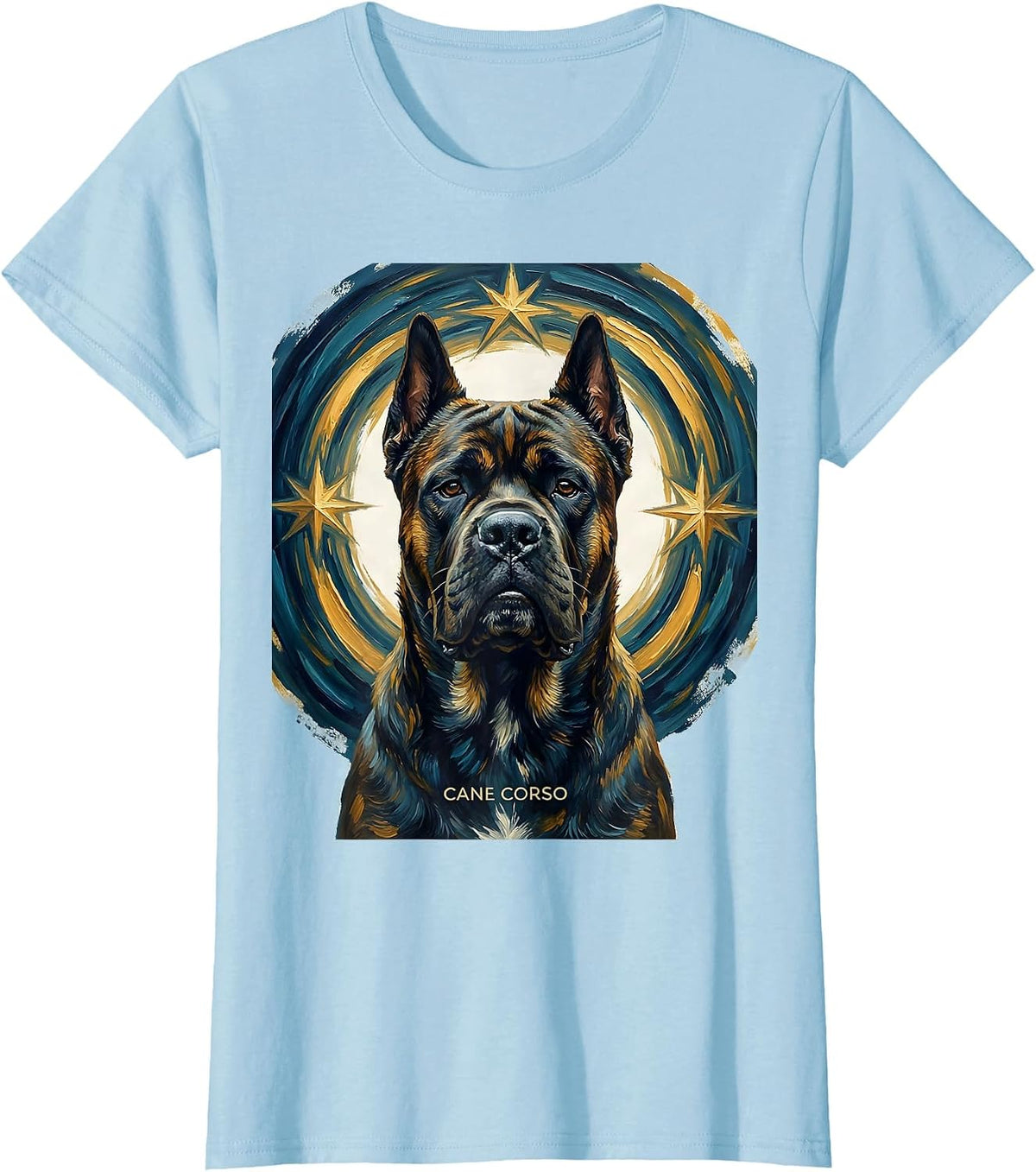 Cane Corso Van Gogh Style Starry Night Dog Portrait T-Shirt - Baby Blue