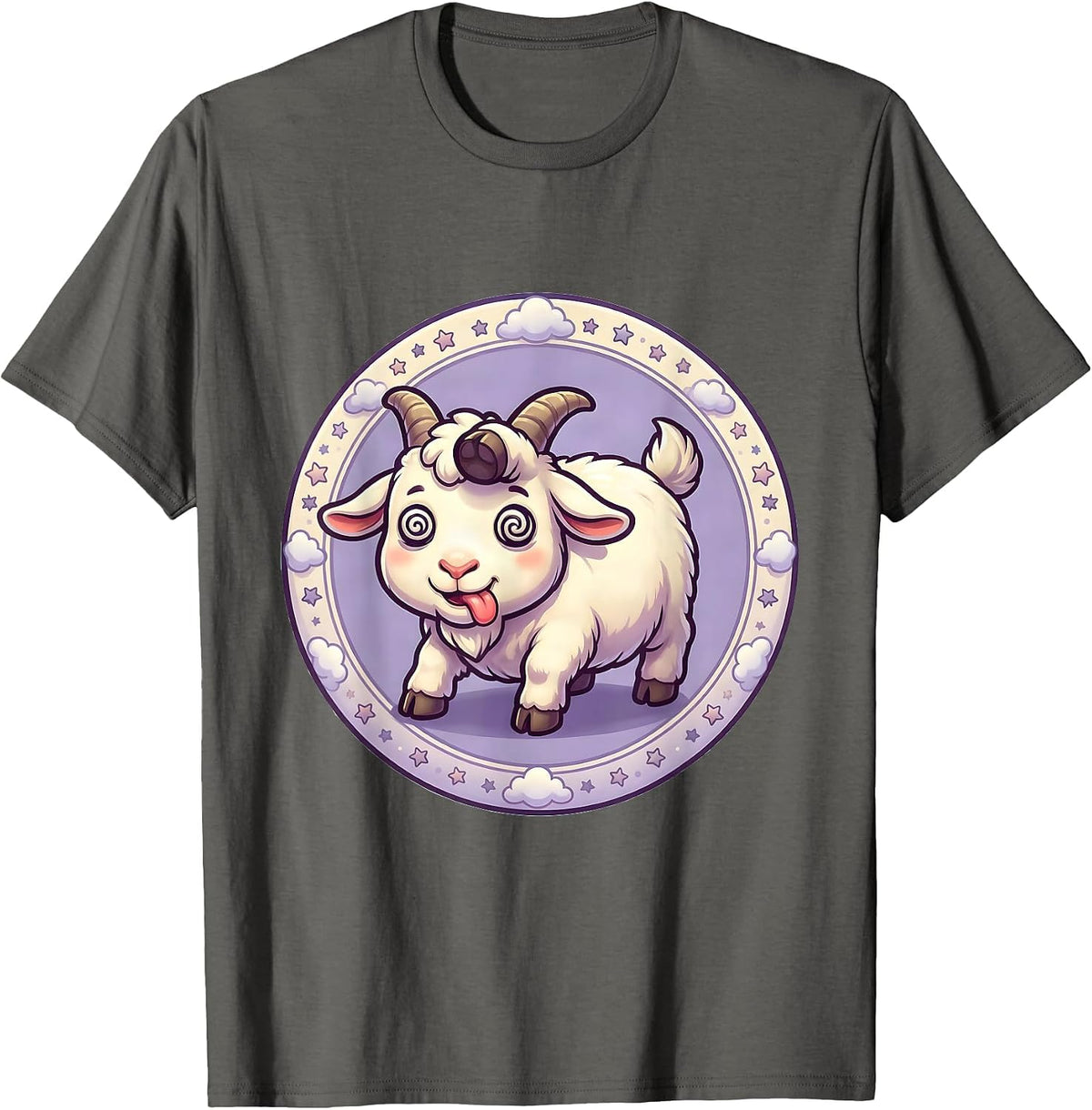 Men's Funny Fainting Goat Mid-Collapse Graphic T-Shirt - Asphalt Grey