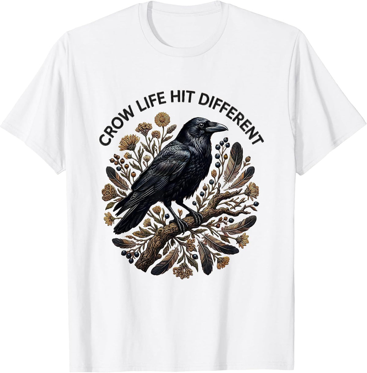 Men's Crow Life Hit Different F Awk F Crow Design T-Shirt - White