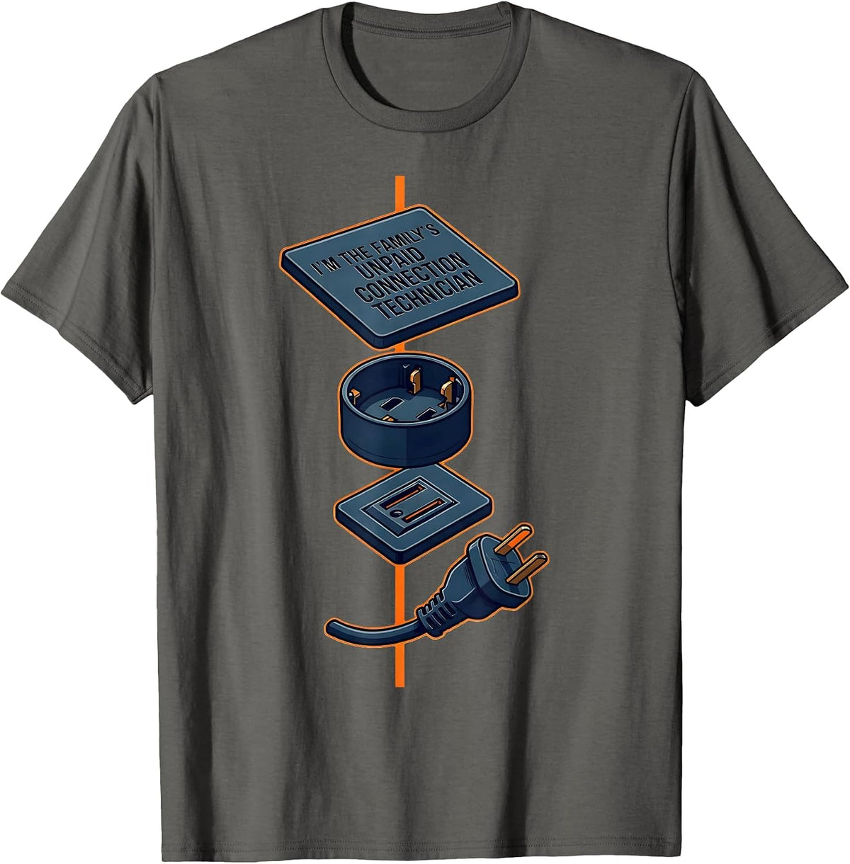 Men's I'm The Family's Unpaid Connection Technician Funny Tech T-Shirt - Asphalt Grey