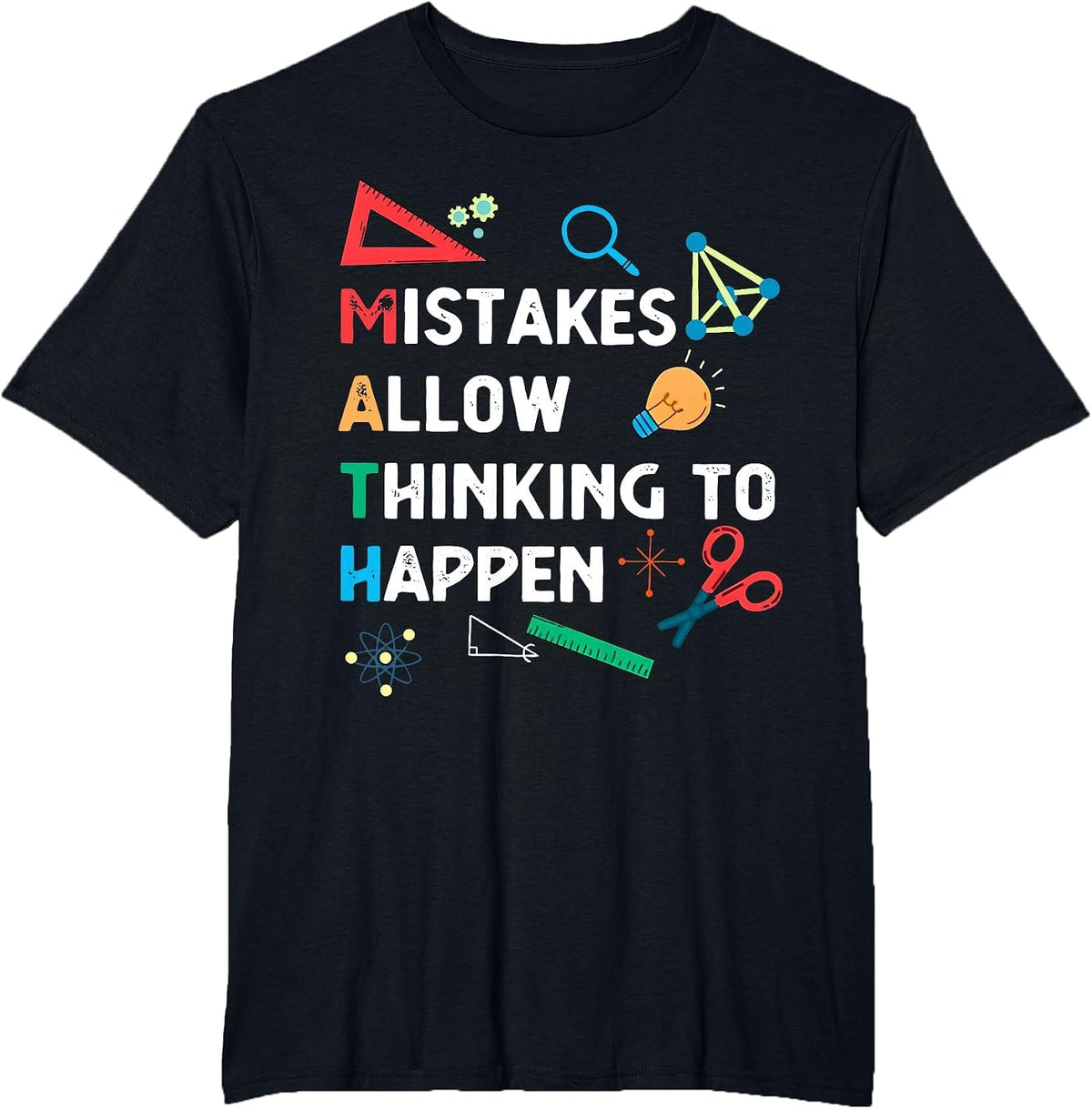 Retro Mistakes Allow Thinking to Happen Math Teacher Student T-Shirt - Black