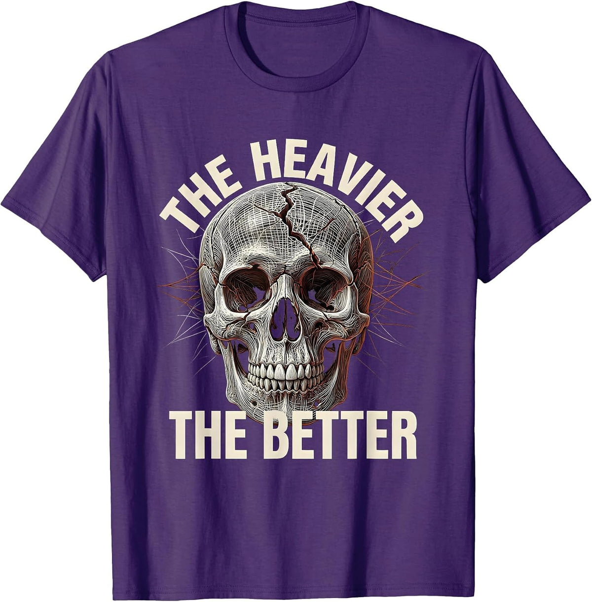 Men's The Heavier The Better Death Metal Design T-Shirt - Purple