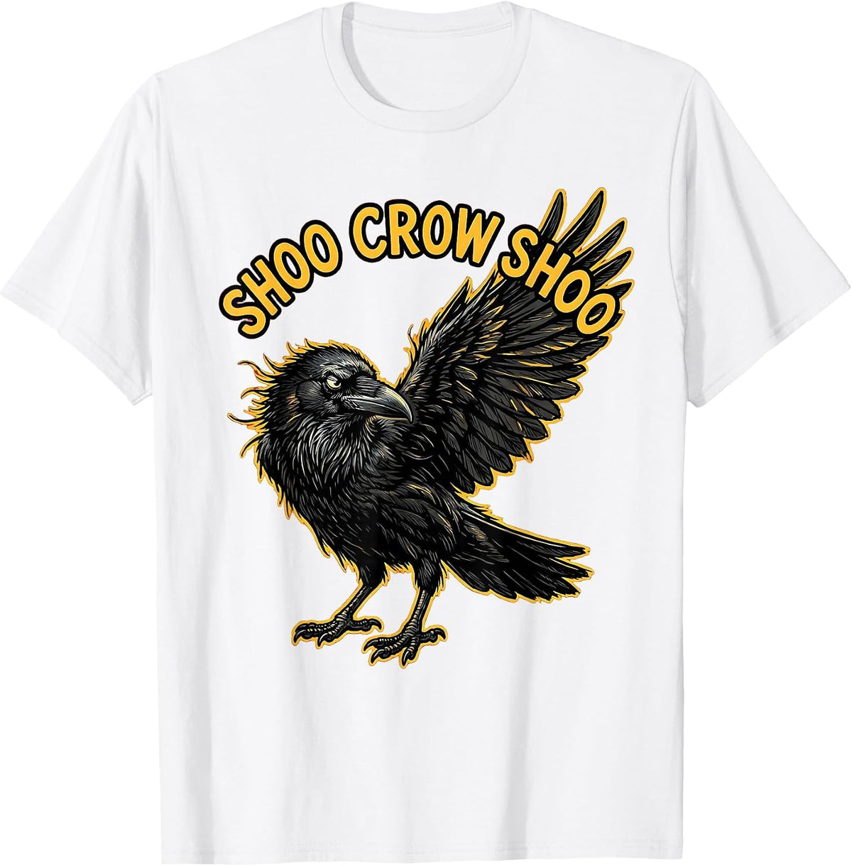 Men's Shoo Crow Shoo Fawk Off Crow Design T-Shirt - White