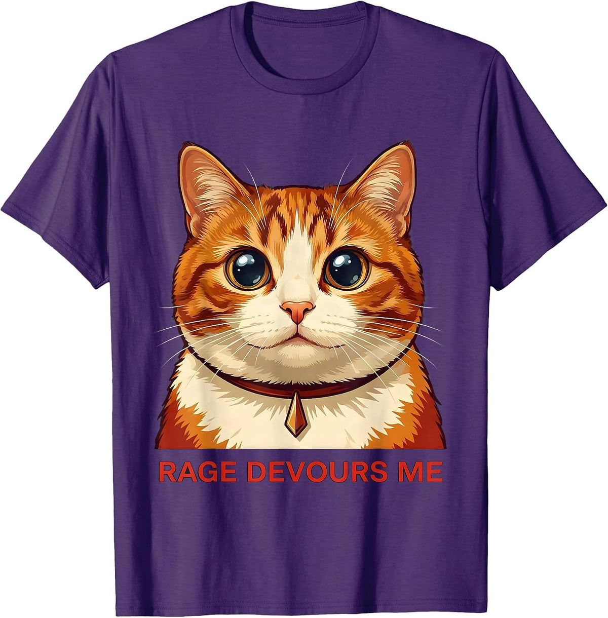 Rage Devours Me Hyper-detailed Cat Portrait Meme Humor T-Shirt - Purple