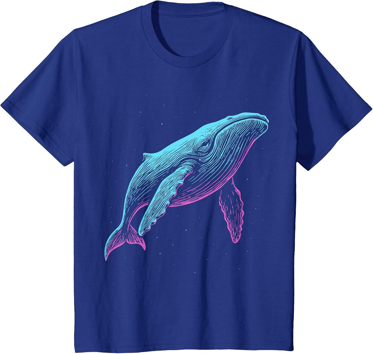Blue Whale Illustration Colorful T-Shirt - Royal Blue