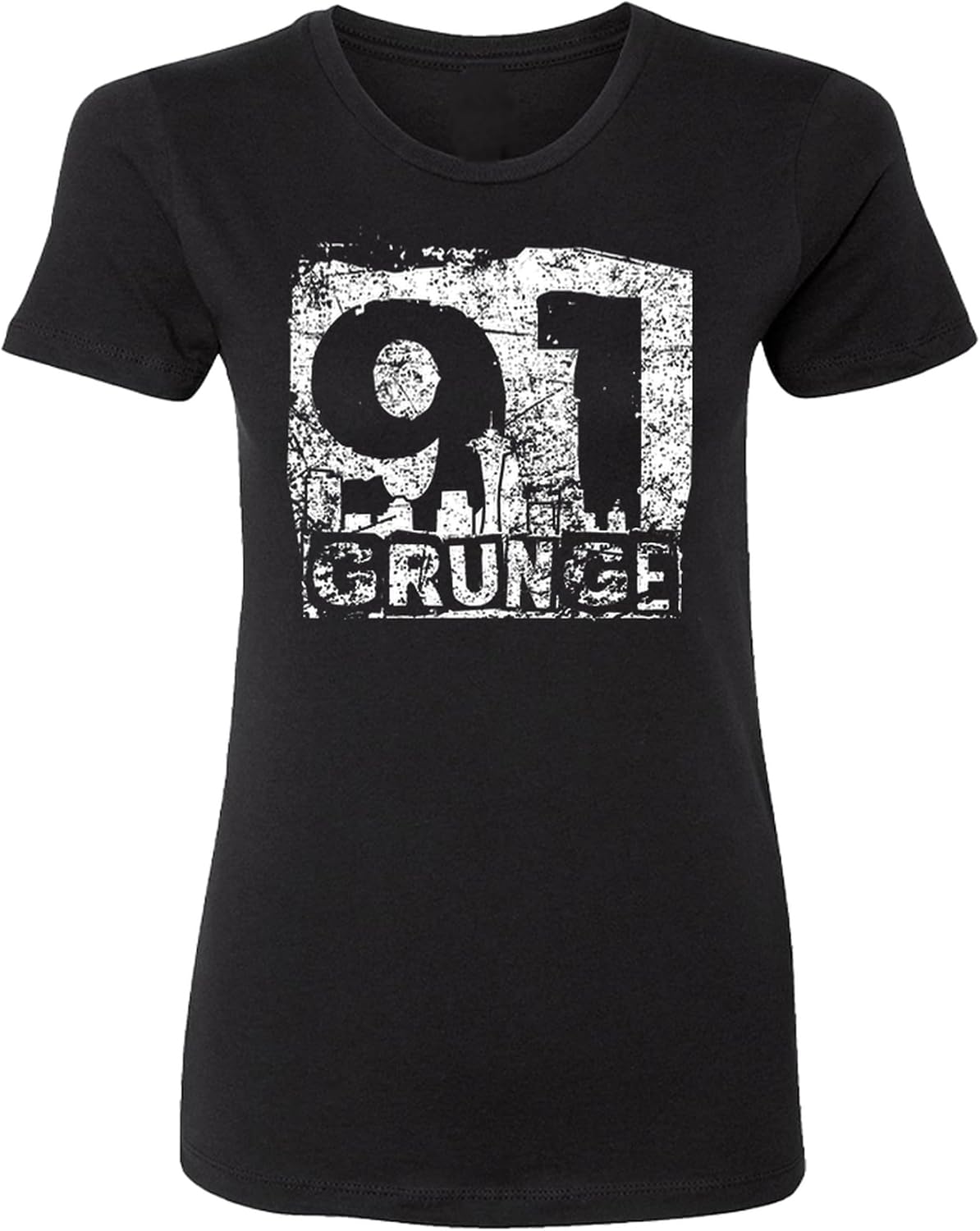 1991 Grunge Rock Fitted T-Shirt Funny 90s Music Vintage Retro Throwback Gift for Men Women - Black