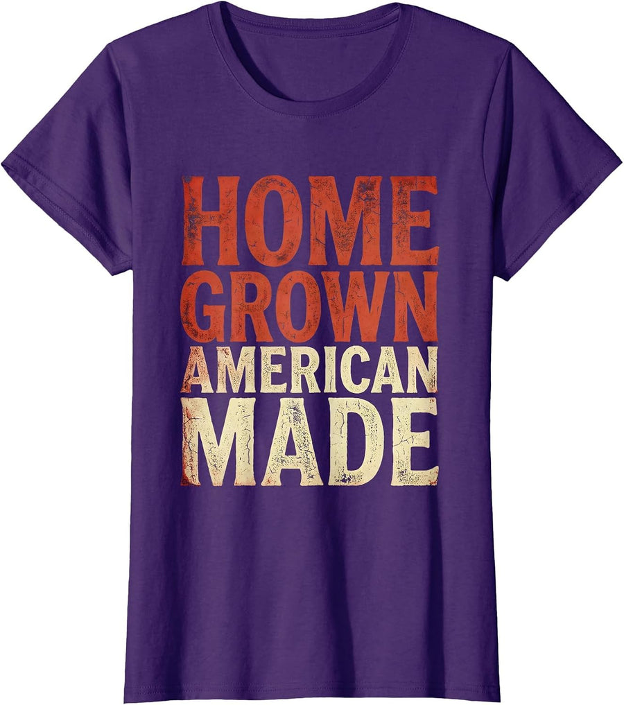 Women's Home Grown American Made Patriotic USA Design T-Shirt - Purple