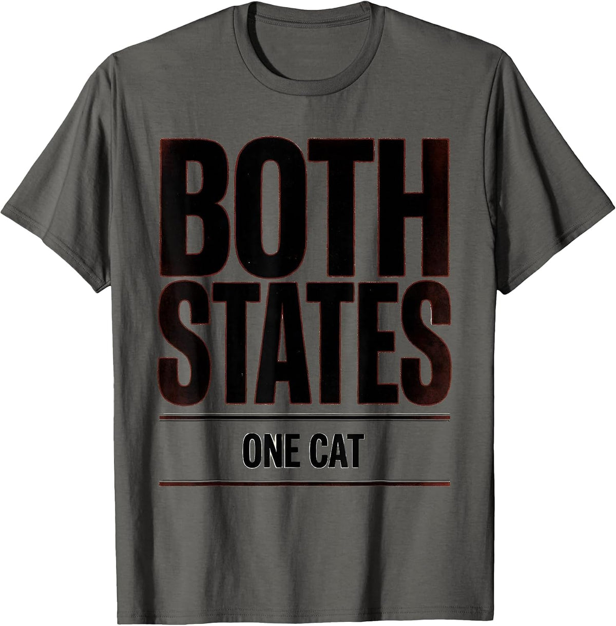 Men's Both States One Cat Funny Quantum Physics Science Geek Gift T-Shirt - Asphalt Grey