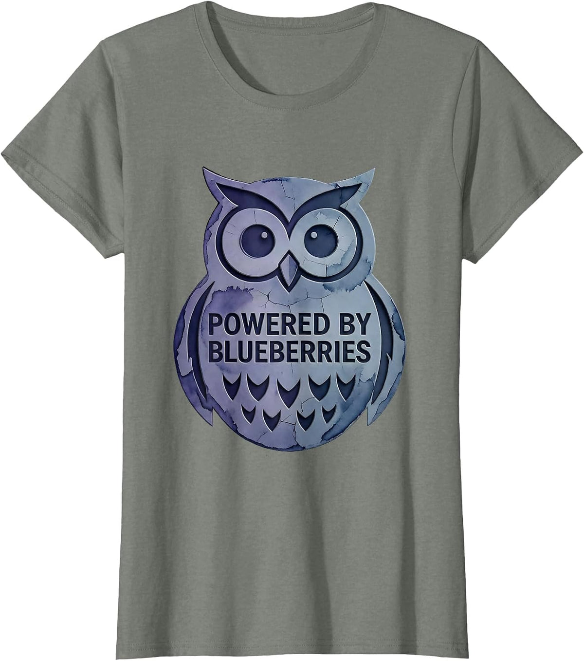 Powered by Blueberries Fruit Lover Design T-Shirt - Olive Heather