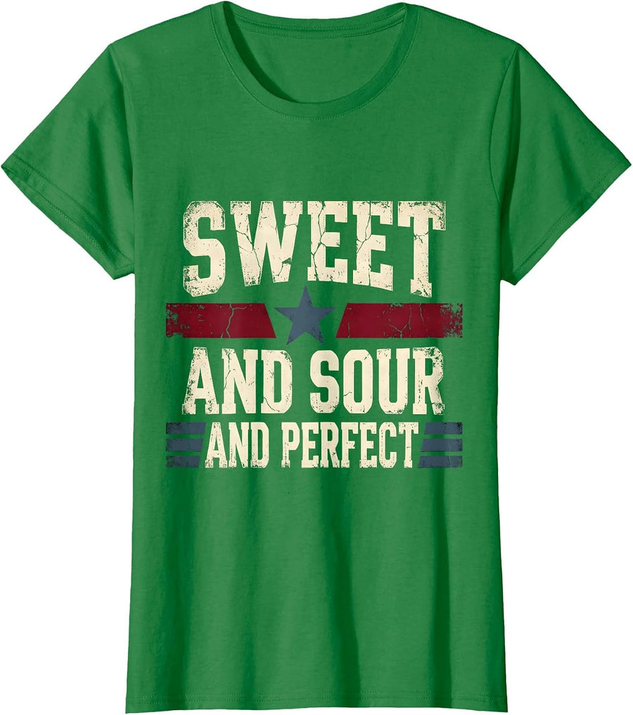Women's Sweet and Sour and Perfect Pickle Design T-Shirt - Kelly Green