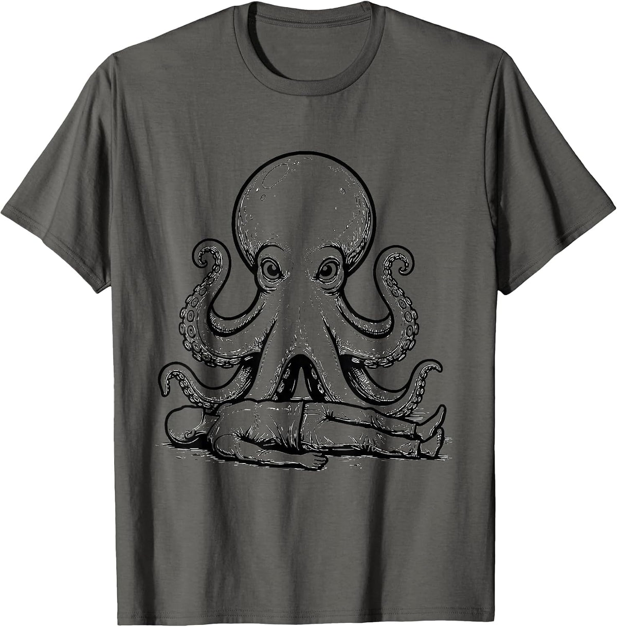 Men's Octopus Kraken Funny Animal Lover Humor T-Shirt - Asphalt Grey