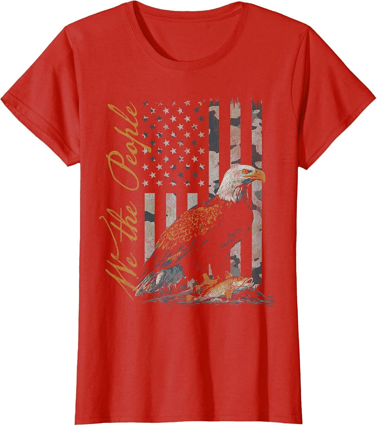 We the People American Flag Patriotic Bald Eagle T-Shirt - Red