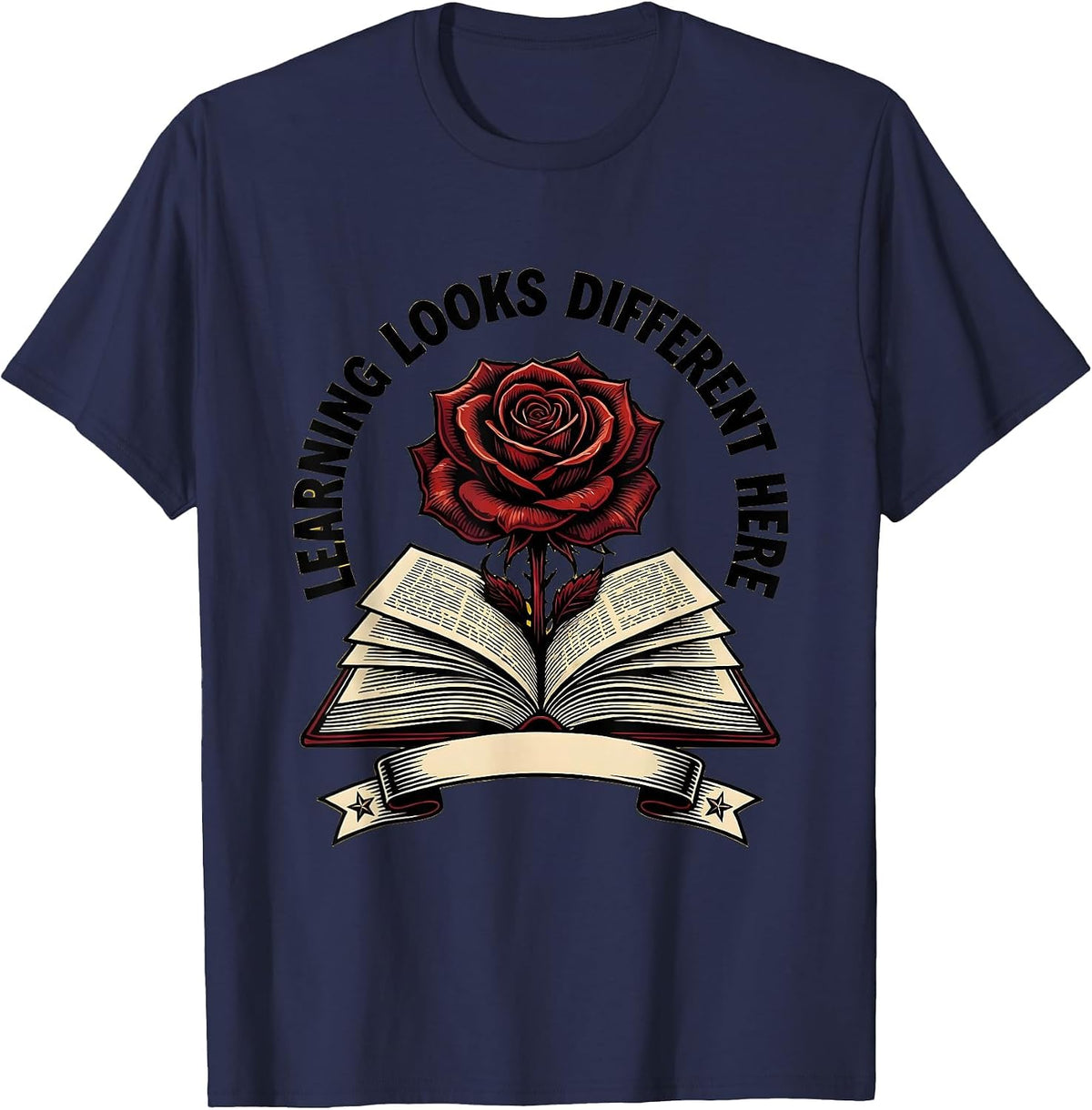 Learning Looks Different Here Paraprofessional T-Shirt - Navy Blue