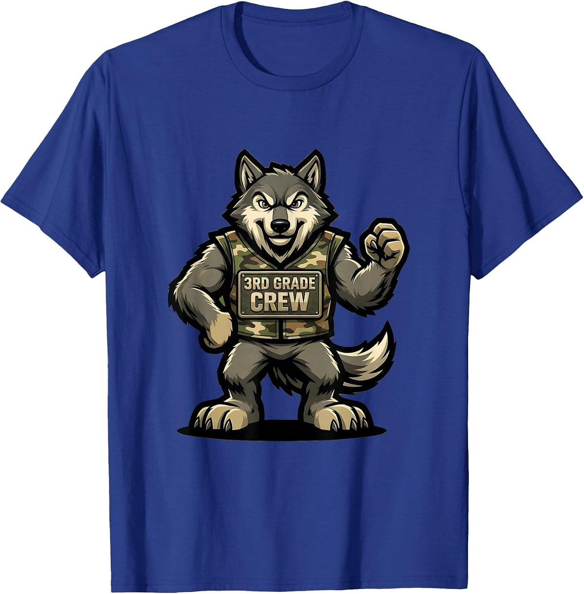 3RD GRADE CREW Camo Third Grade Boy Back To School T-Shirt - Royal Blue