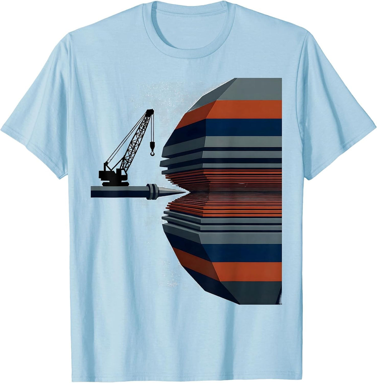 Men's Drill Derrick Geometric American Flag Patriotic Pride T-Shirt - Baby Blue