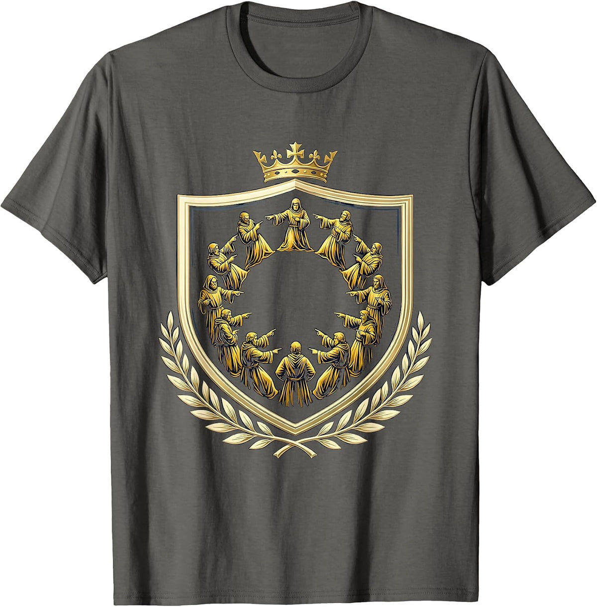 Apostles Finger Pointing Bible Humor Graphic T-Shirt - Asphalt Grey