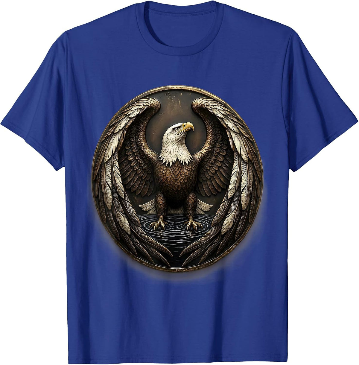 Vintage Bald Eagle Rising Circle Faith Pride T-Shirt - Royal Blue