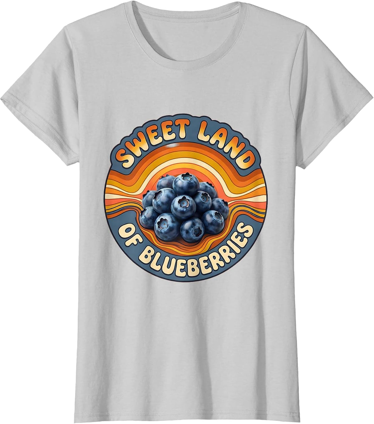 Sweet Land of Blueberries Red White Blue Design T-Shirt - Silver Grey