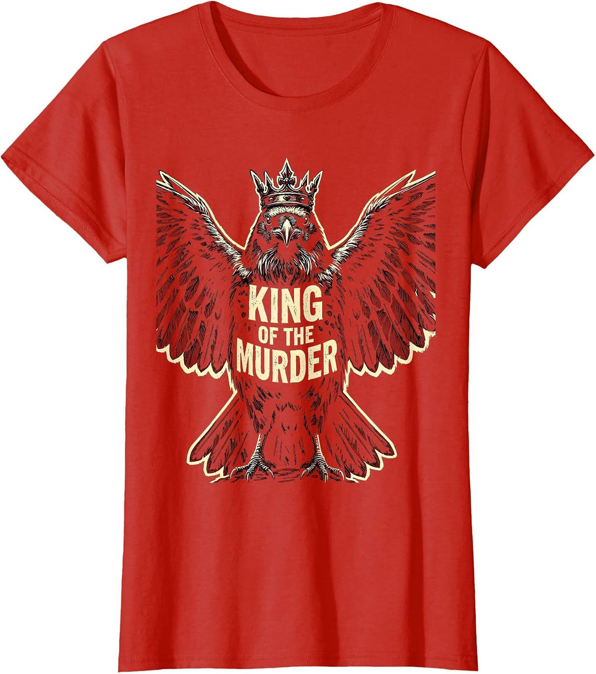 Women's King of the Murder Crow Graphic Design T-Shirt - Red