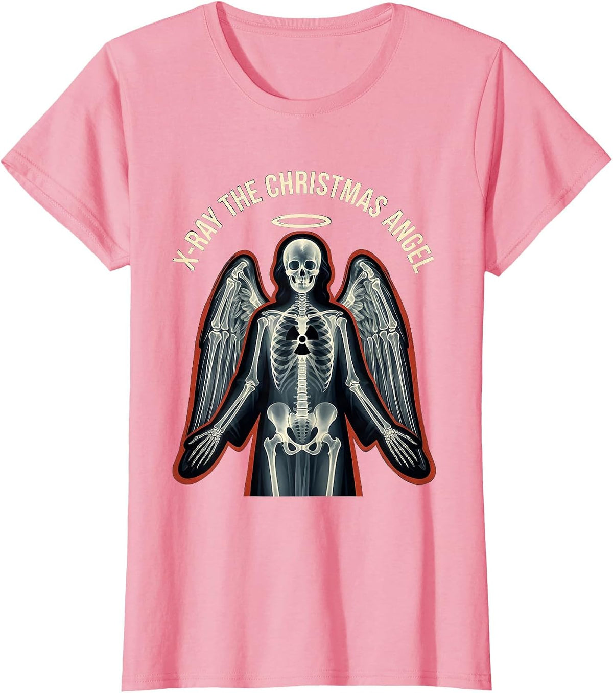 Women's X-Ray The Christmas Angel Funny Radiology Tech Christmas T-Shirt - Pink