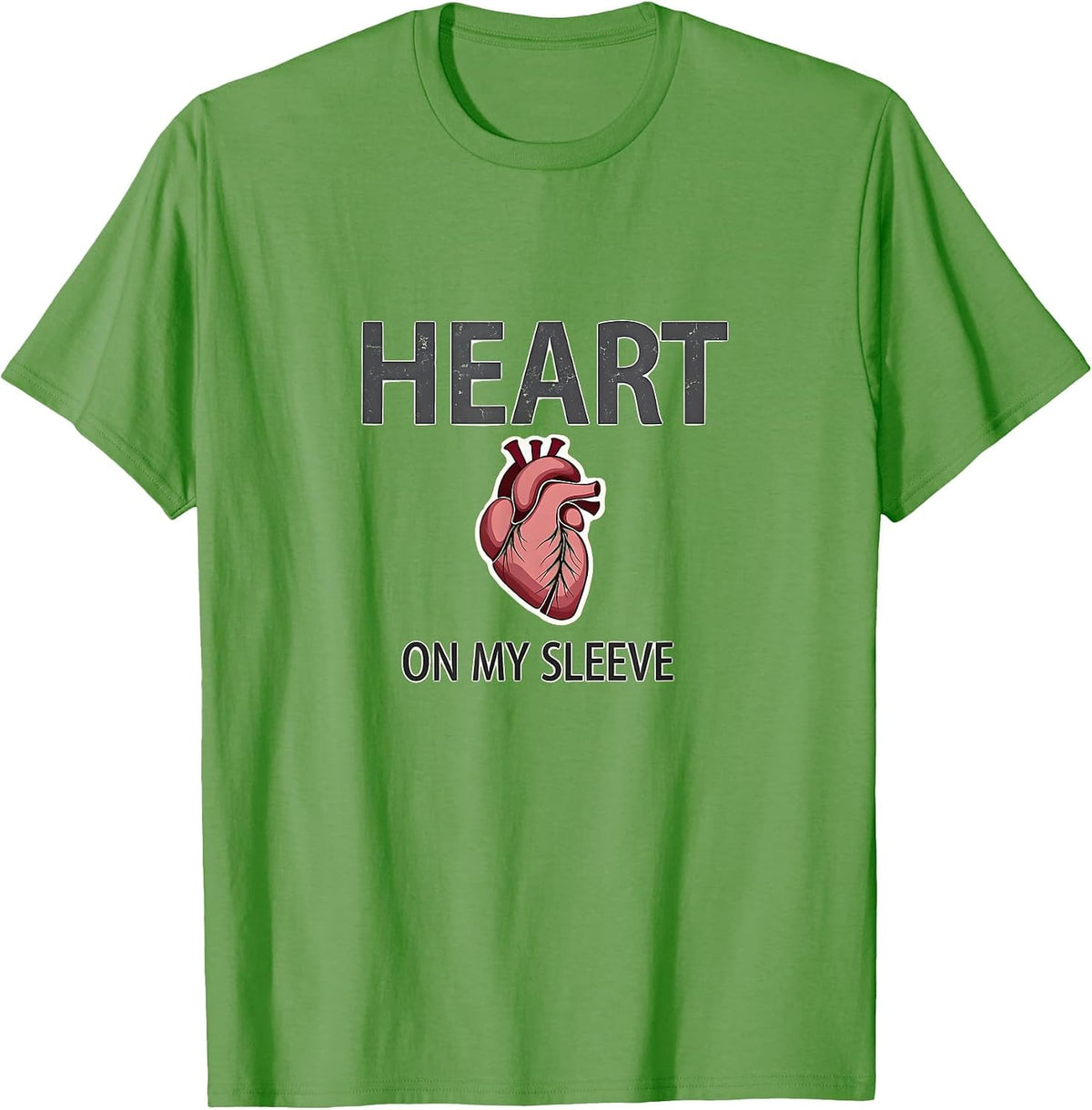 Heart On My Sleeve Valentine's Romance Design T-Shirt - Grass Green