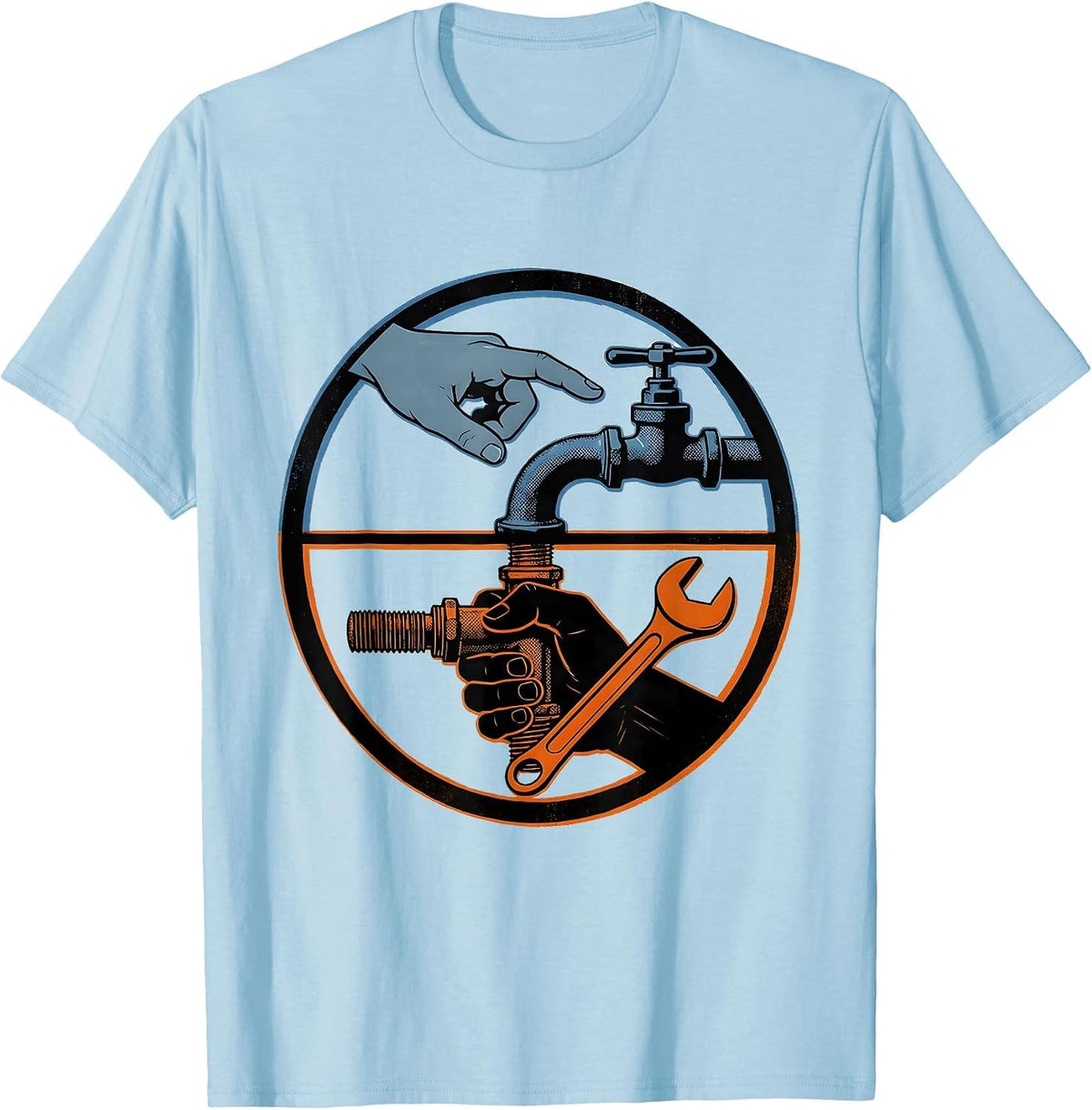Men's Sealed Valve Plumber Trade Humor Dad Joke T-Shirt - Baby Blue