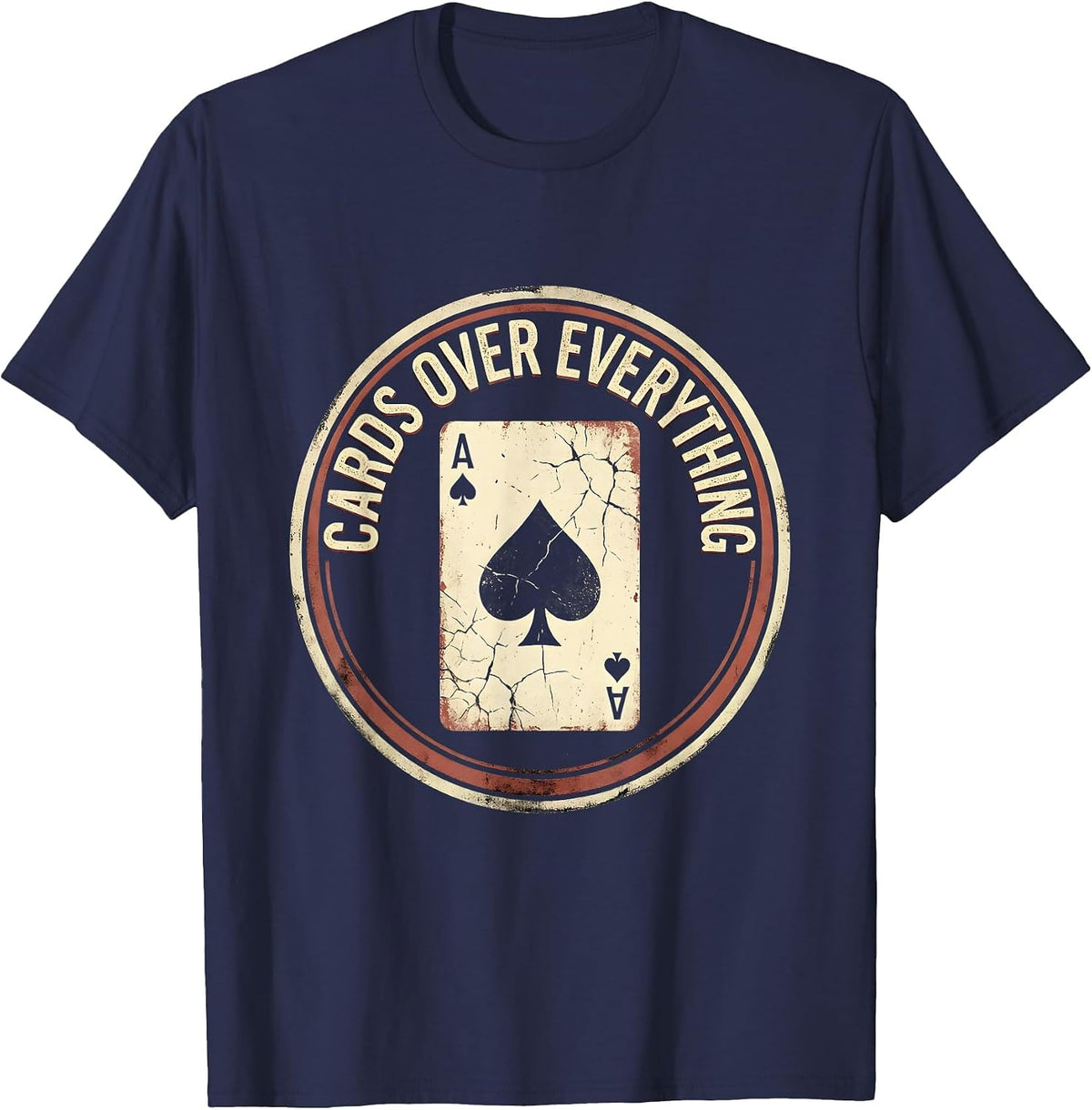 Cards Over Everything Gambling Design T-Shirt - Navy Blue