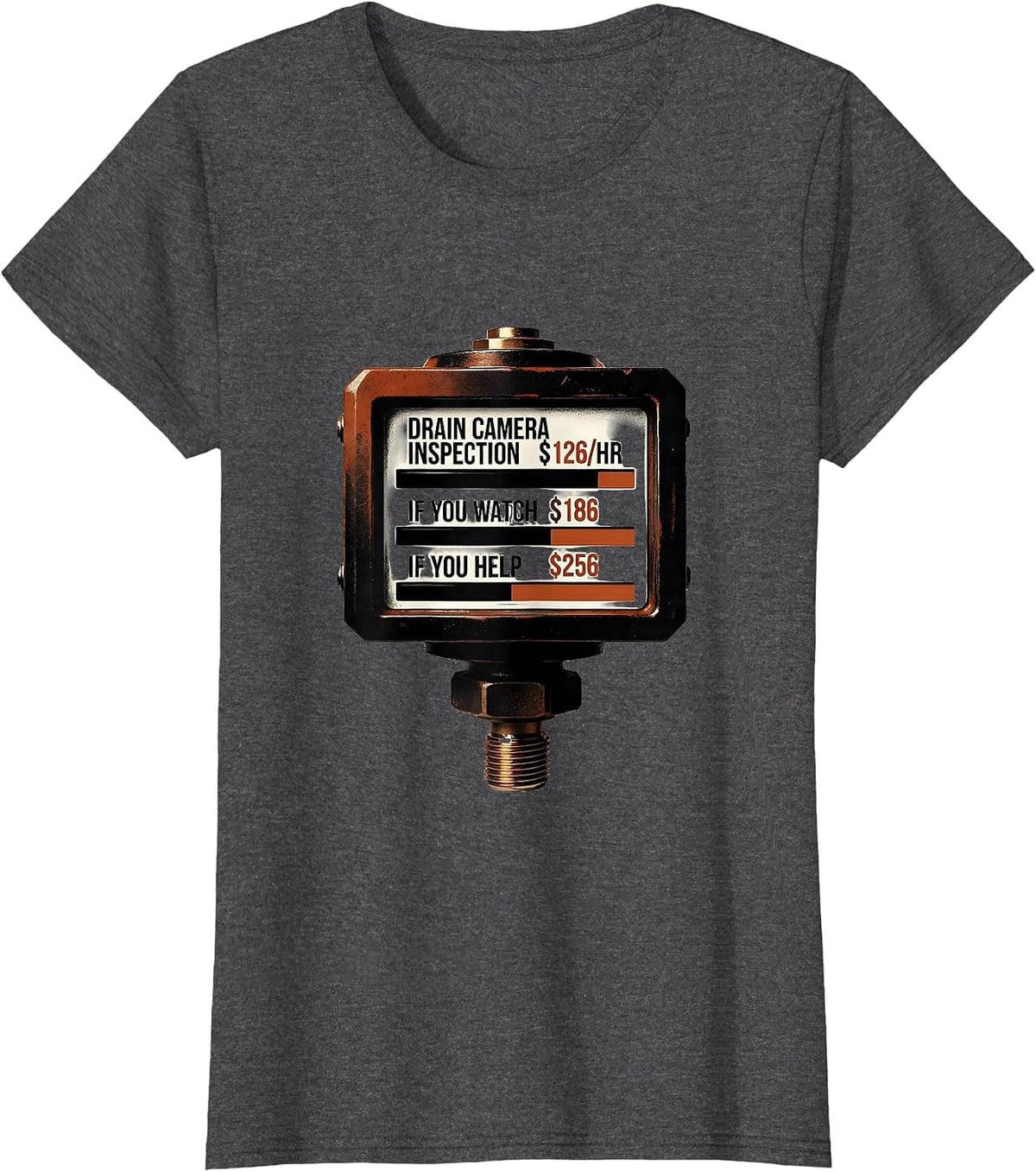 Women's Drain Camera Inspection Funny Plumber Gift T-Shirt - Dark Heather Grey