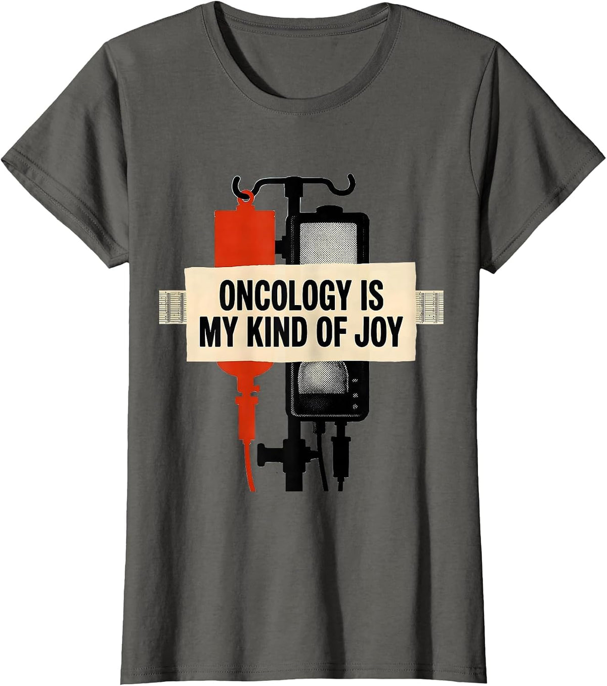 Women's Oncology Is My Kind of Joy Screenprint Nurse Appreciation T-Shirt - Asphalt Grey