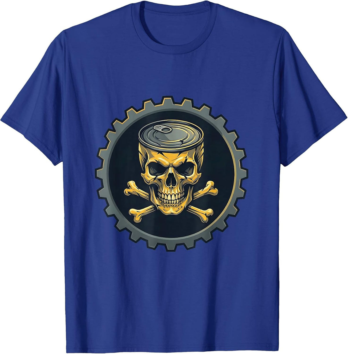 Trash Truck Skull Crushed Tin Can Crossbones T-Shirt - Royal Blue