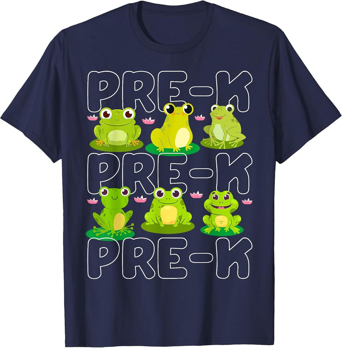 Pre-K Teacher Frog Pet Animal Lover Teaching School Student T-Shirt - Navy Blue