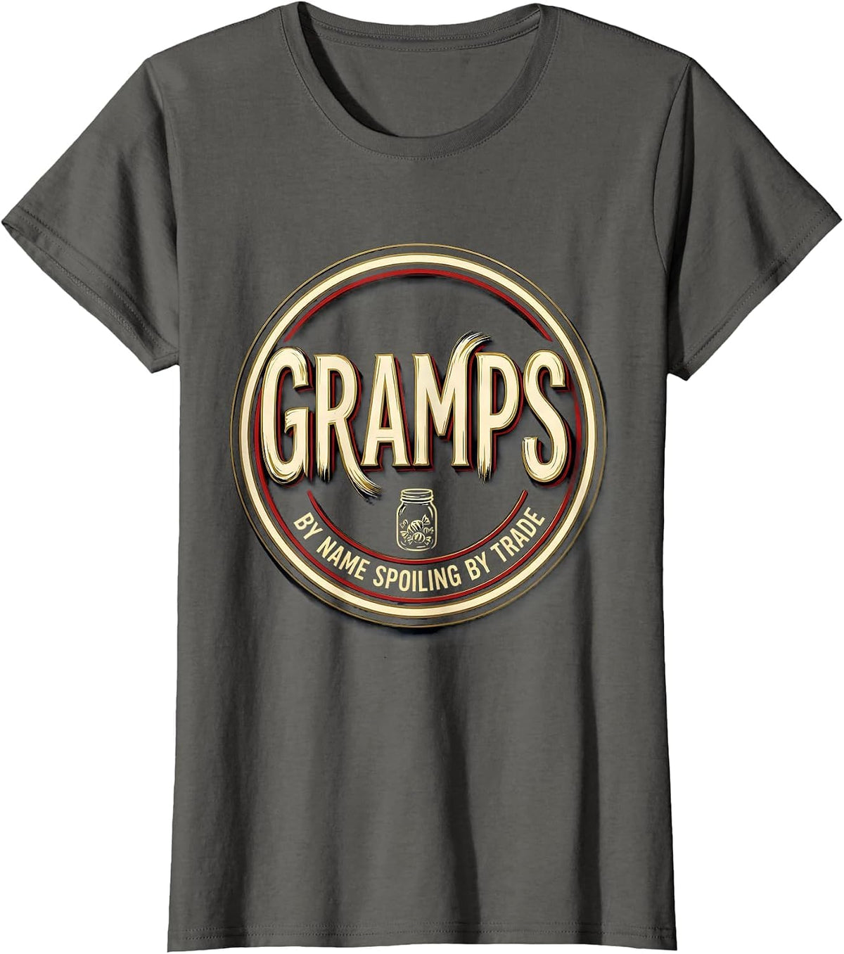 Women's Gramps By Name, Spoiling By Trade Funny Grandpa Partner T-Shirt - Asphalt Grey