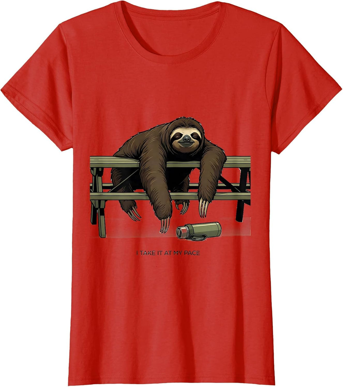 Women's I Take It At My Pace Funny Sloth Lover Animal Humor Gift T-Shirt - Red