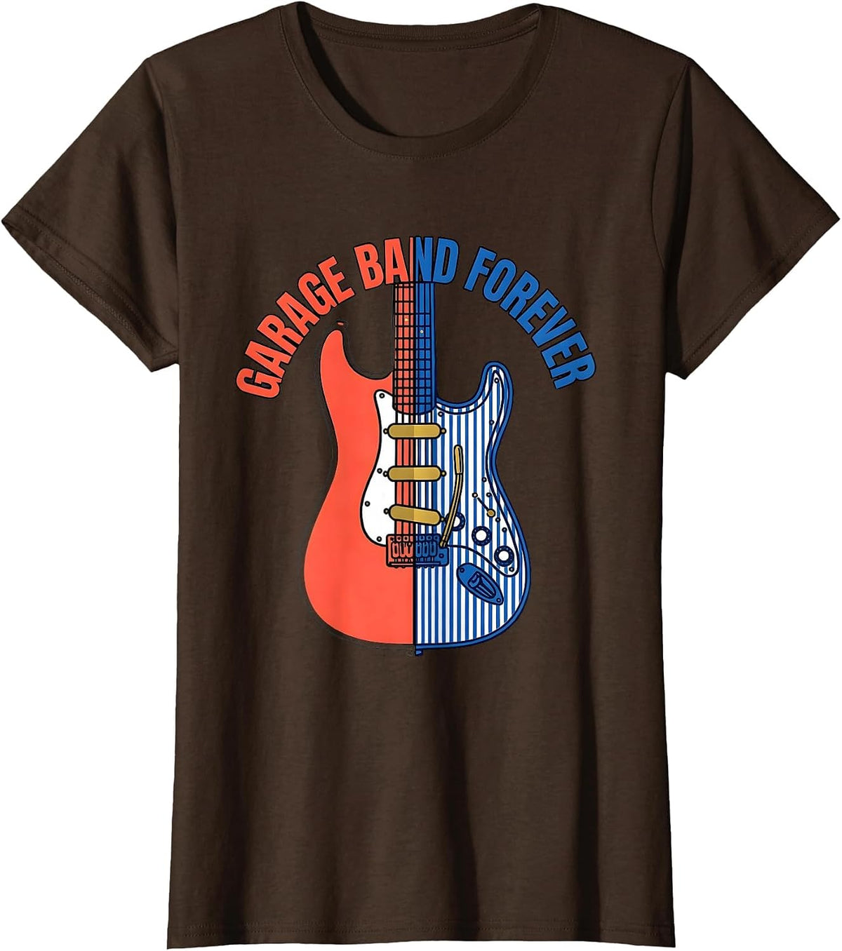 Women's Garage Band Forever Music Lover Design T-Shirt - Brown