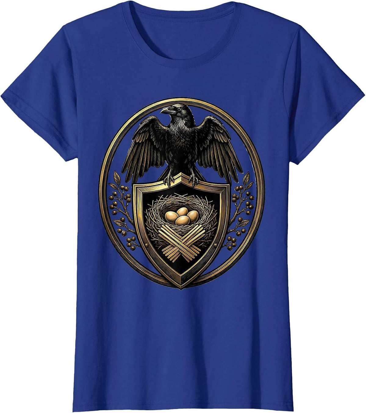 Women's Crow Nest Built From Coffee Stirrers T-Shirt - Royal Blue