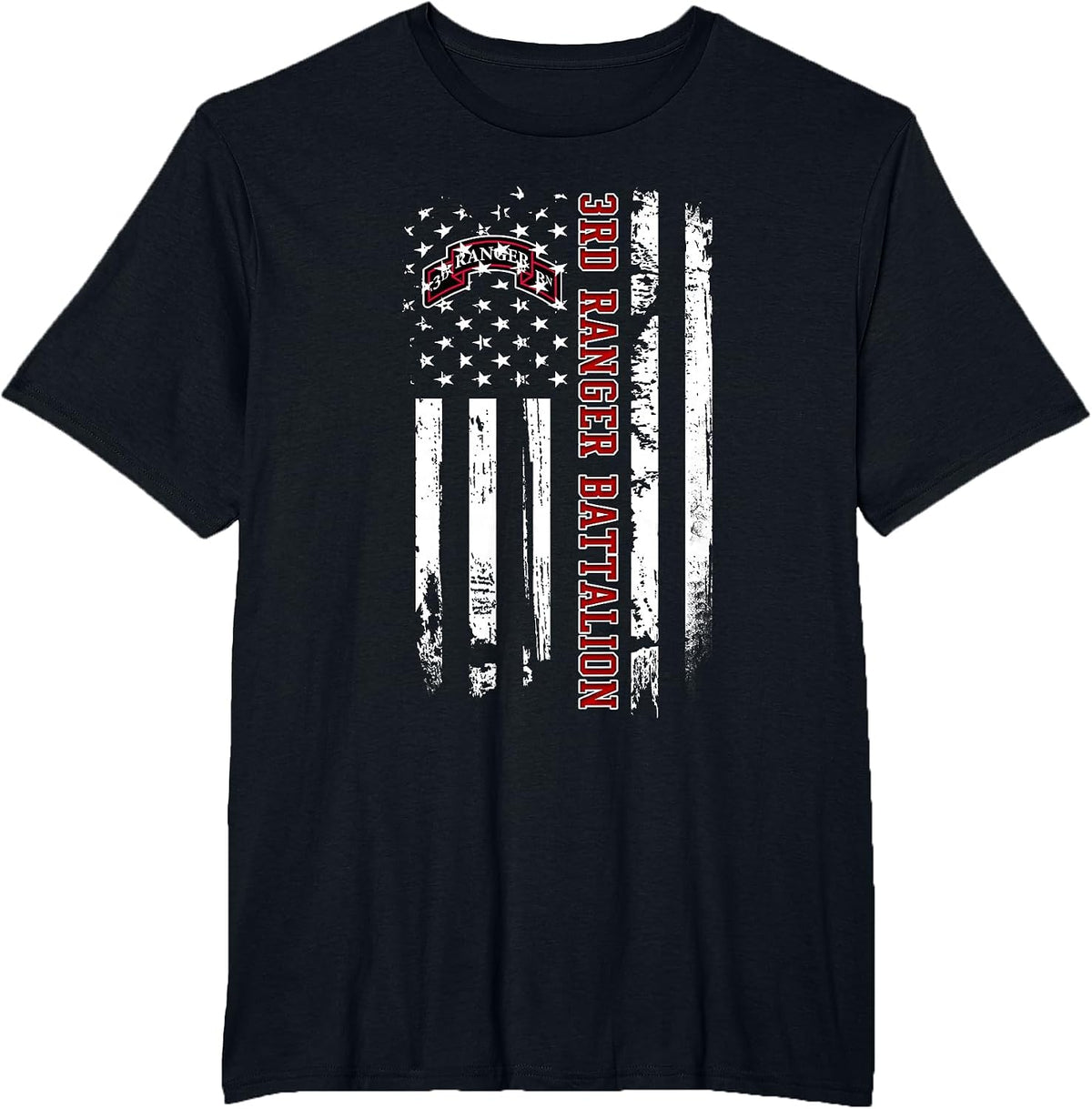 3rd Ranger Battalion Veteran USA Flag Veterans Day Xmas T-Shirt - Black