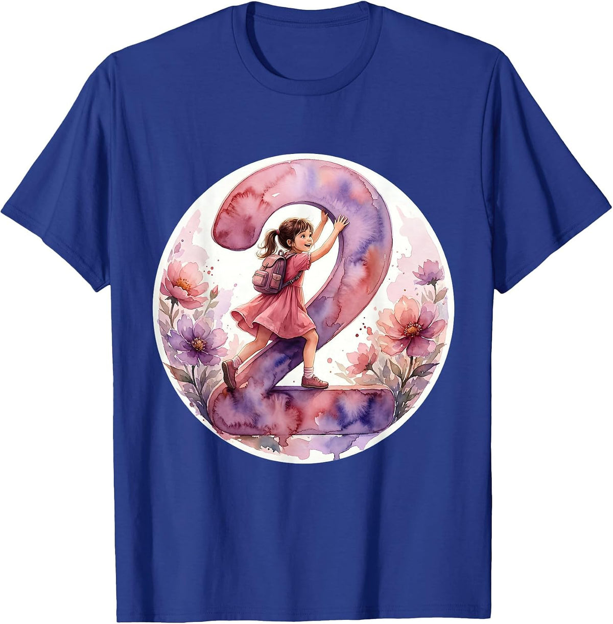First Day of Second Grade Climbing Number Two T-Shirt - Royal Blue