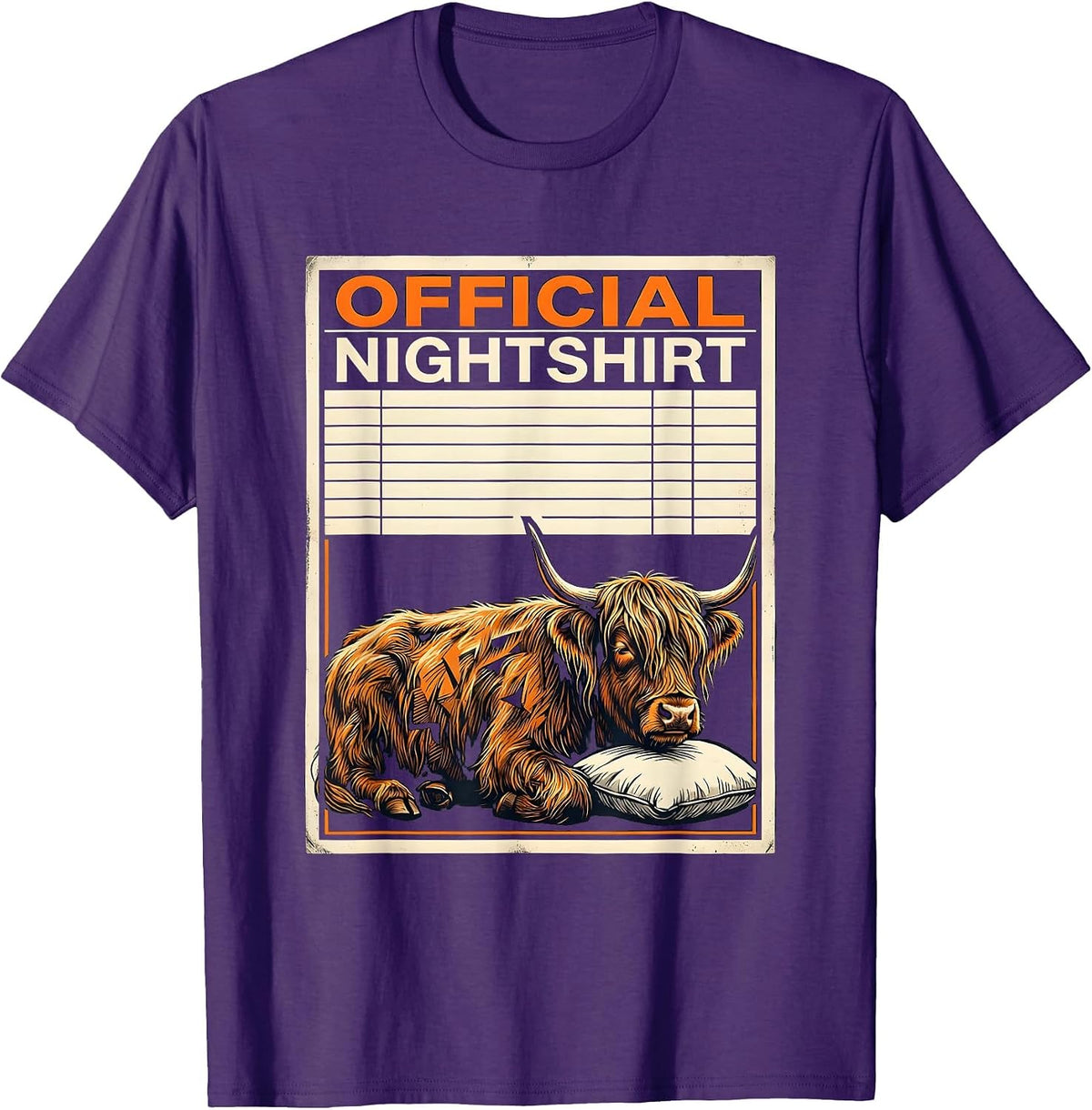 Official Nightshirt Funny Highland Cow Pajama Gift T-Shirt - Purple