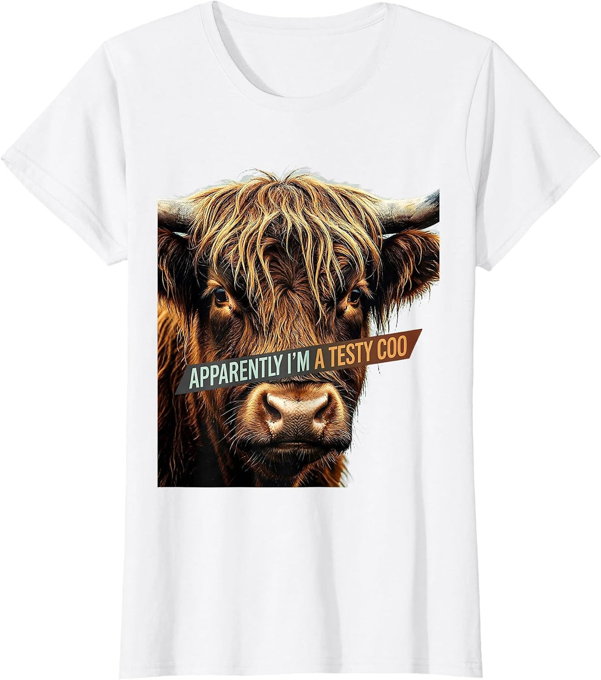 Apparently I’m A Testy Coo Funny Highland Cow Character T-Shirt - White