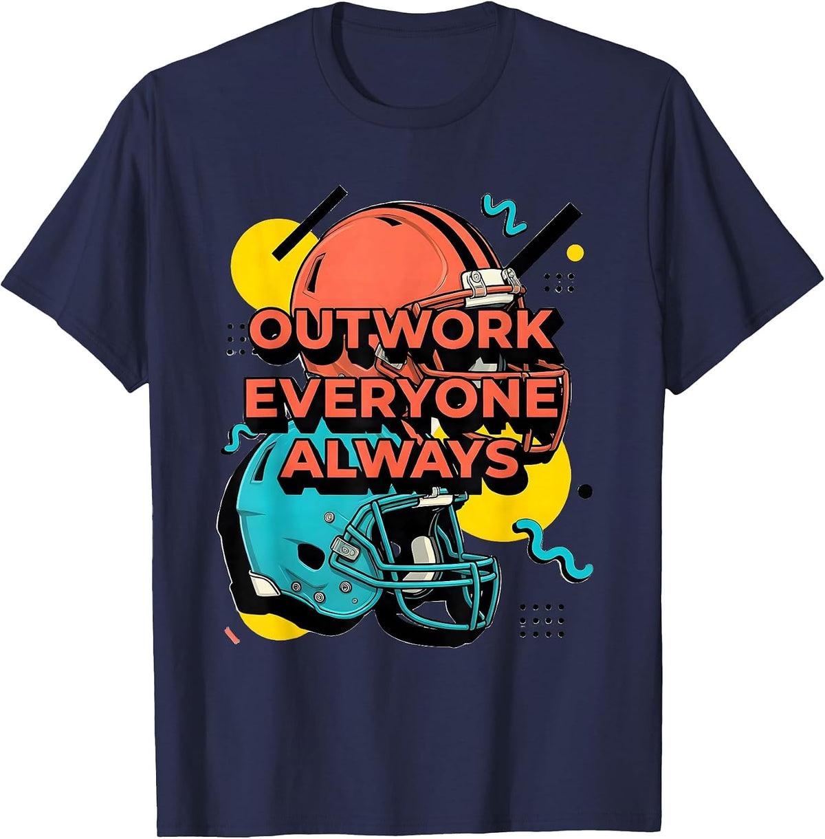 Men's Outwork Everyone Always Football Grind Design T-Shirt - Navy Blue