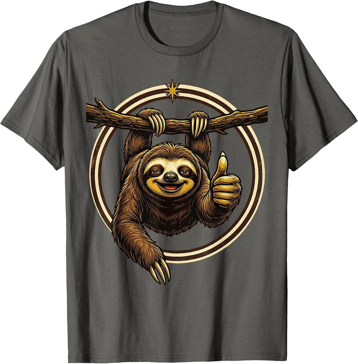 Men's Funny Sloth Thumbs Up Hanging From Branch T-Shirt - Asphalt Grey