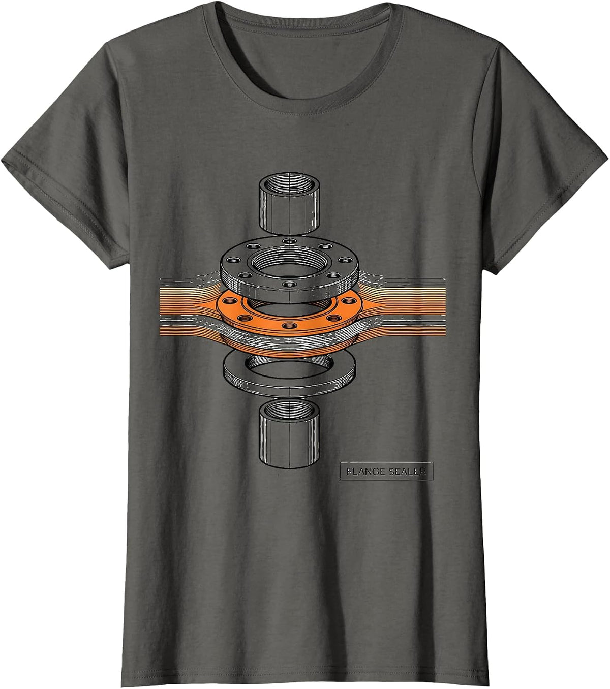 Women's Flange Sealer Exploded Pipe Flange Plumbing Humor Gift T-Shirt - Asphalt Grey