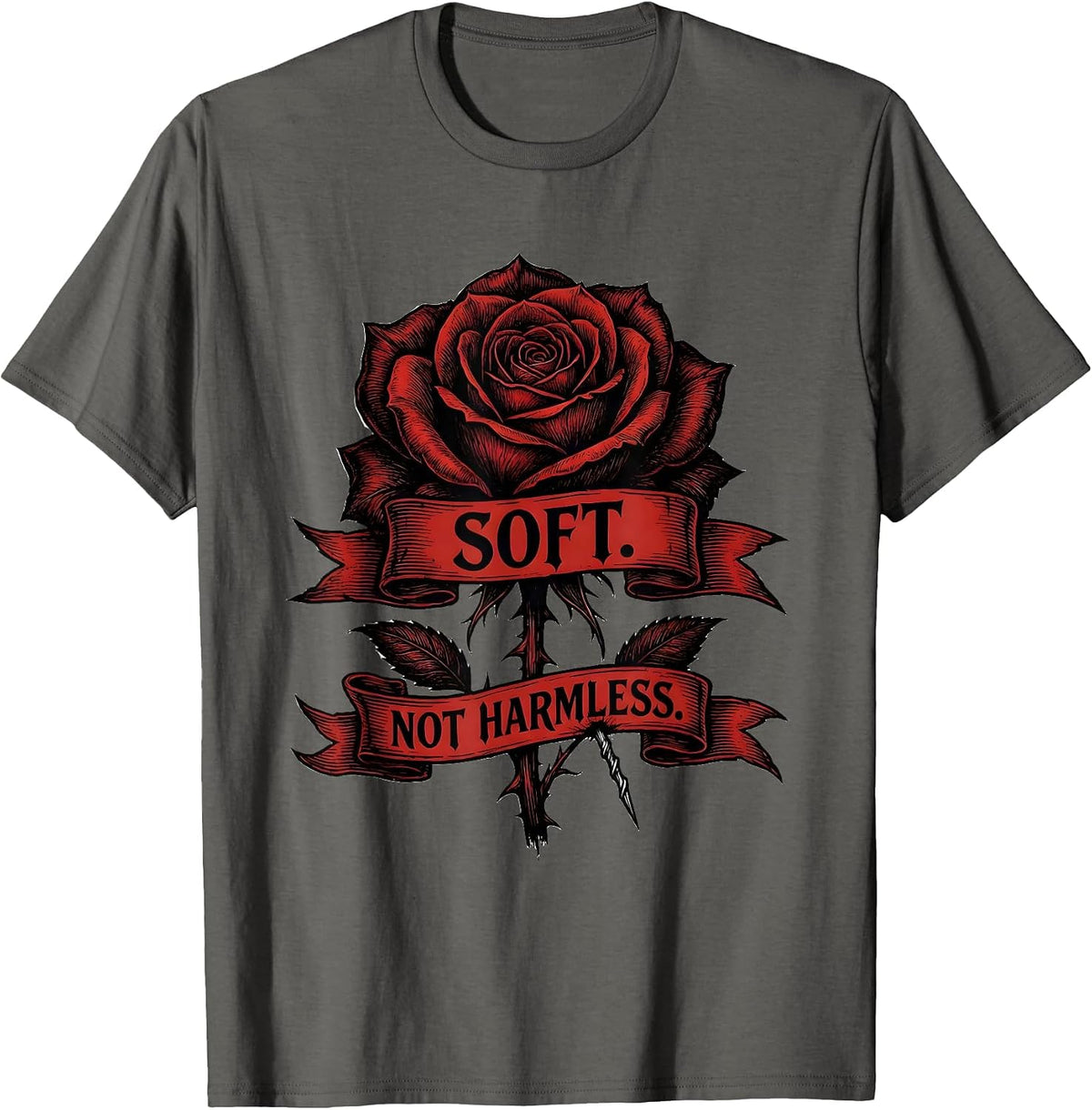 Soft. Not Harmless Gothic Dark Romance Dark Aesthetic T-Shirt - Asphalt Grey