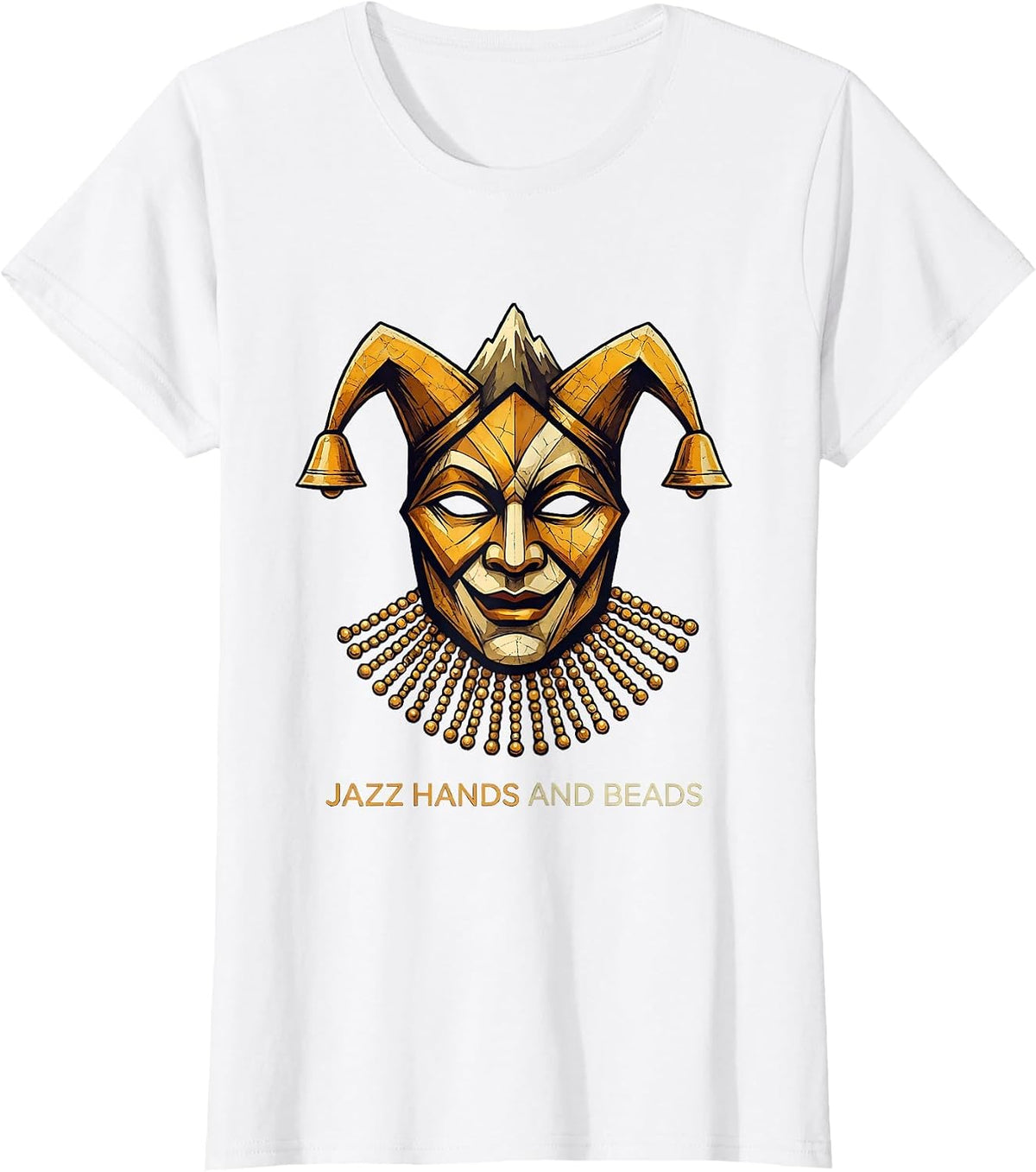 Jazz Hands and Beads Mardi Gras Celebration Design T-Shirt - White
