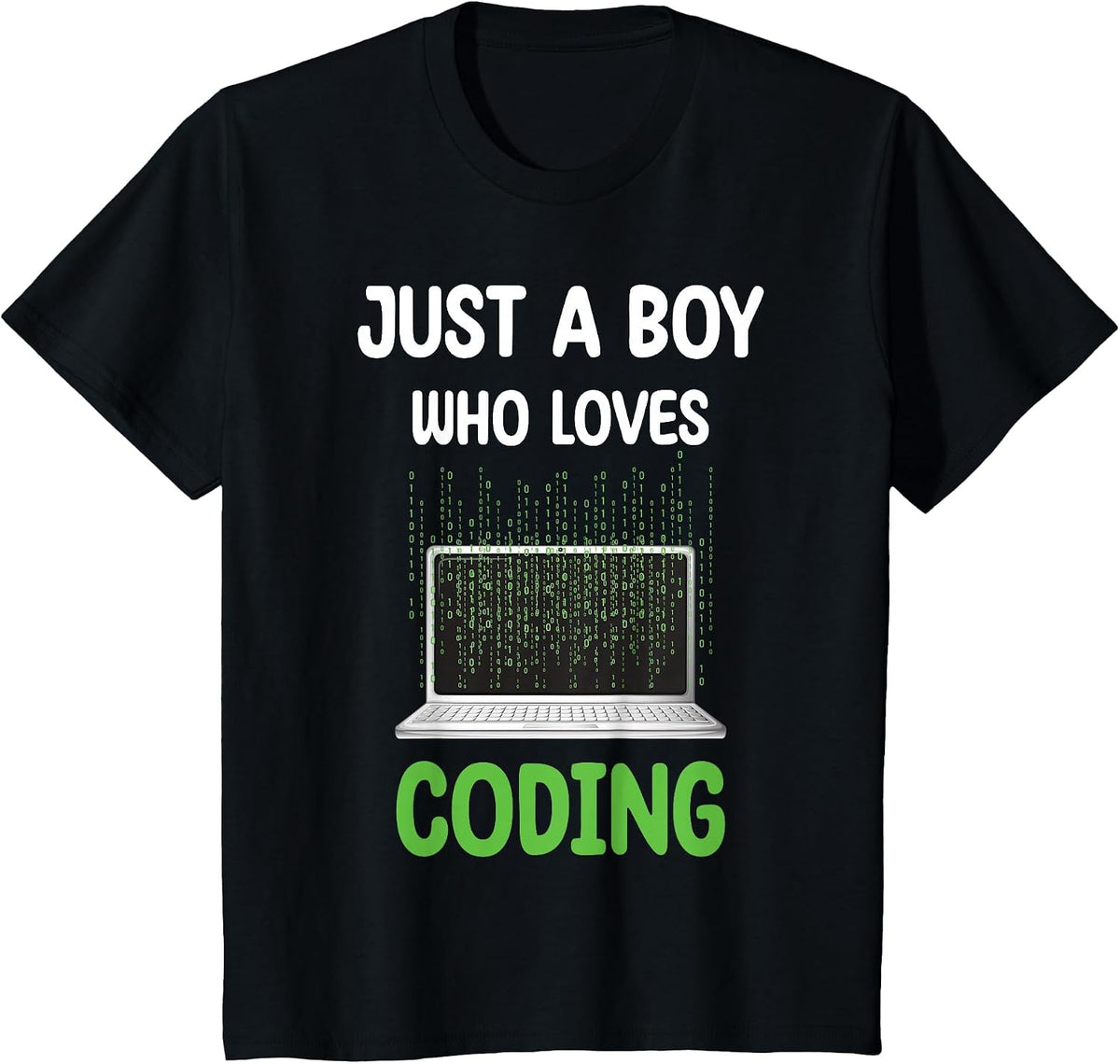 Just A Boy Who Loves Coding Computer Funny Kids Boys T-Shirt - Black