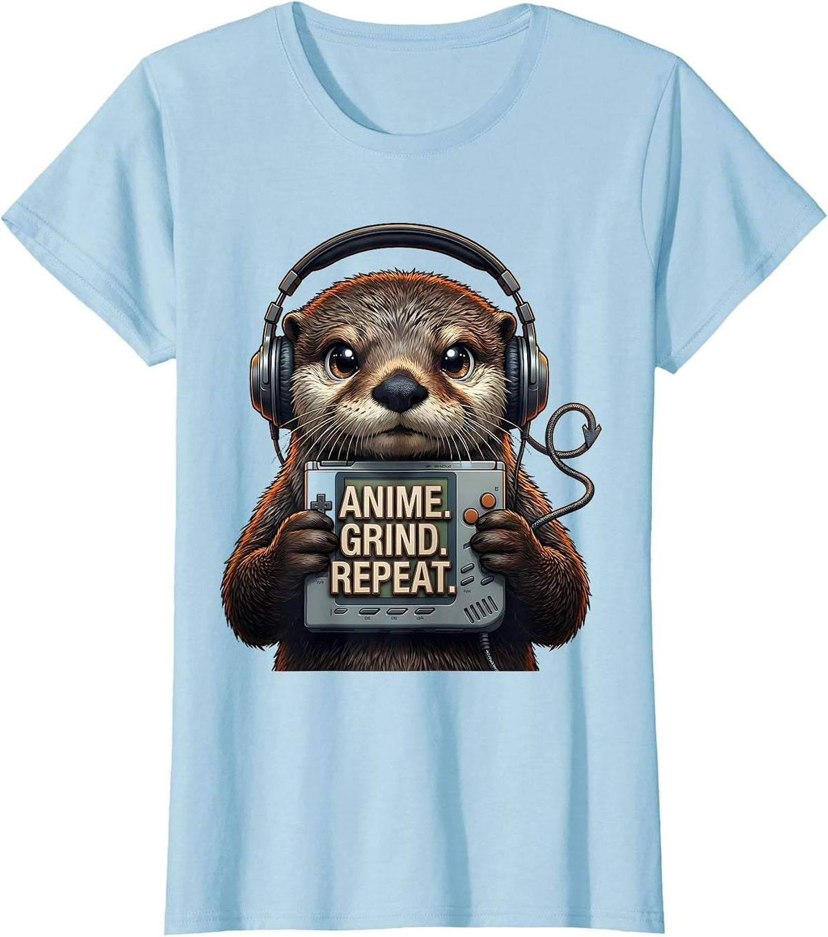 Anime Grind Repeat Anime Gamer Mascot Otaku Novelty Gift T-Shirt - Baby Blue