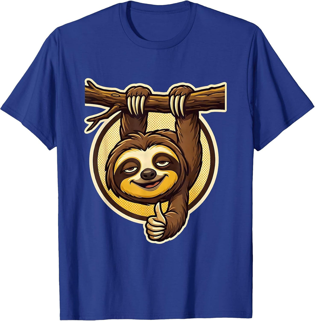 Men's Chill Sloth Hanging from Branch Illustration T-Shirt - Royal Blue