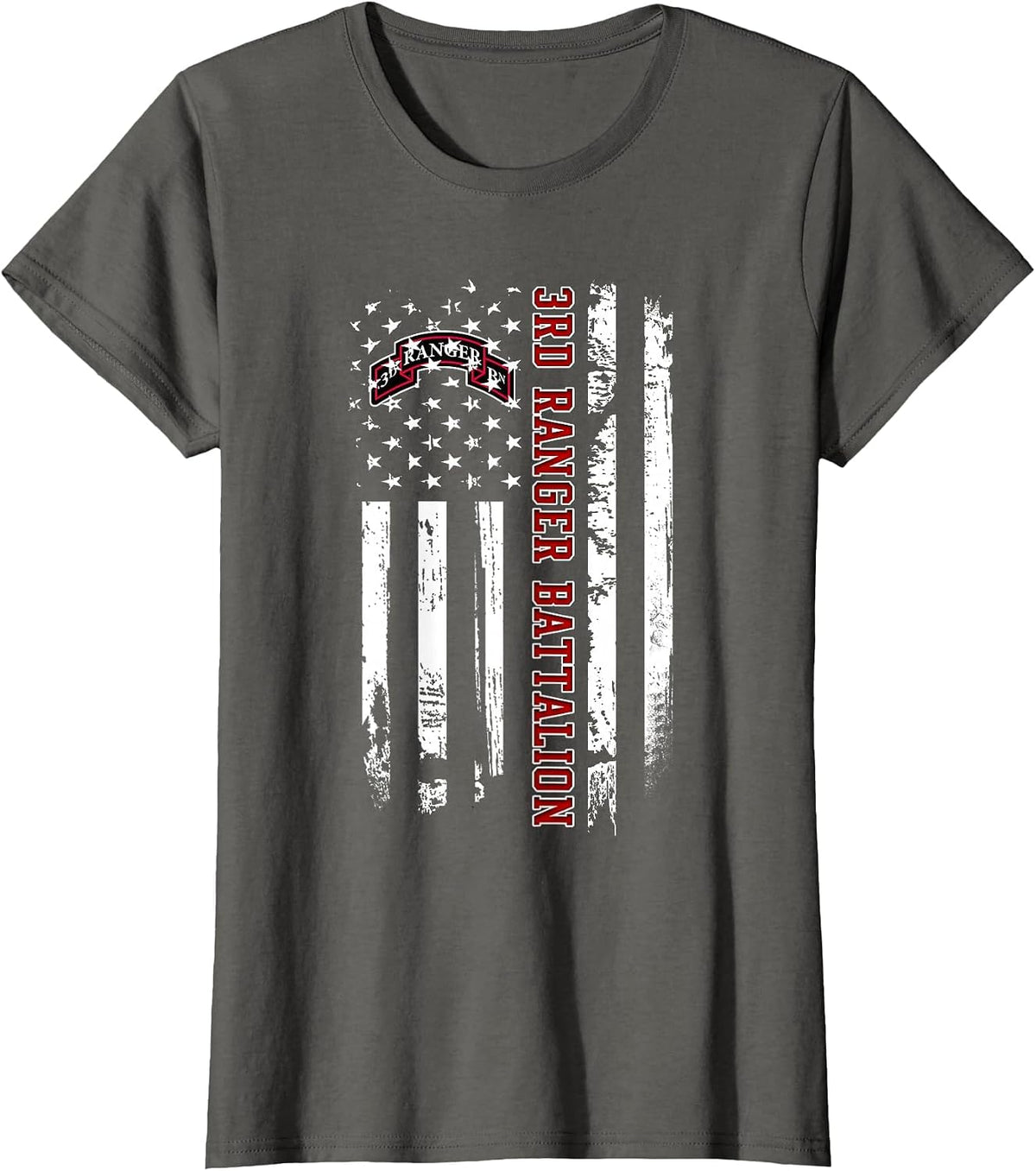 3rd Ranger Battalion Veteran USA Flag Veterans Day Xmas T-Shirt - Asphalt Grey